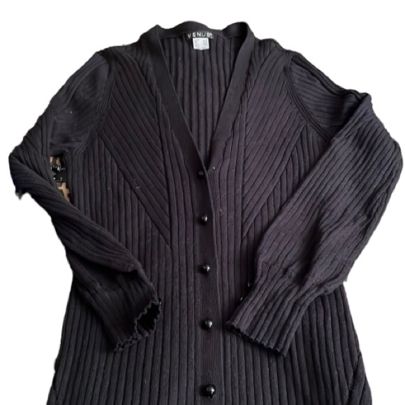 VENUS Dresses & Skirts - Venus size  small Black ribbed sweater dress or cardigan